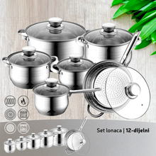 Naložite sliko v pregledovalnik galerije, Premium INOX 18/10 Zurrichberg set loncev 12-delni