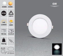 Naložite sliko v pregledovalnik galerije, Vgrajena tanka LED plošča - okrogla / komplet 2 kosov